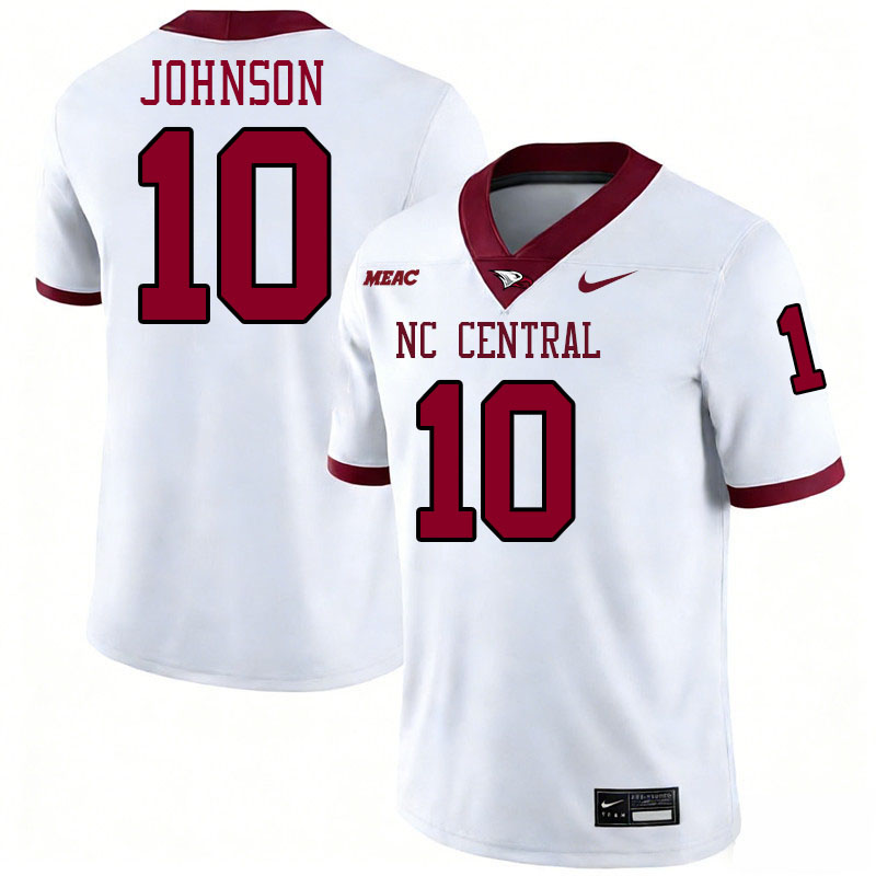 North Carolina Central Eagles #10 Thomas Johnson College Football Jerseys,Uniforms Stitched-White